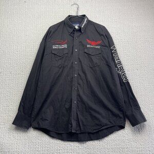 Y2K Wrangler Relentless Embroidered Trevor Brazile Black Button Shirt Mens Read